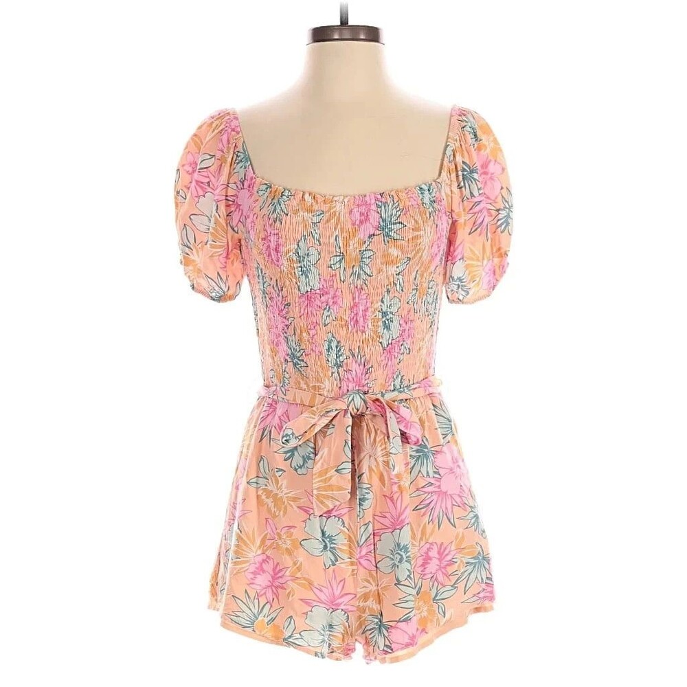 Lost + Wander Tropical Romper Sunkist Aloha Smocked Size M